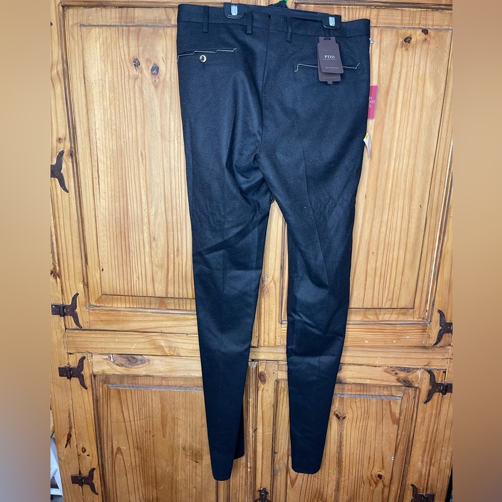 NWT PT01 Torino Grey Business Flannel Wool Trousers - EU 48/US 30-32, Orig$395